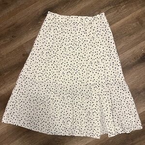 LOFT Polk a Dot Midi skirt w/ slit Sz 0